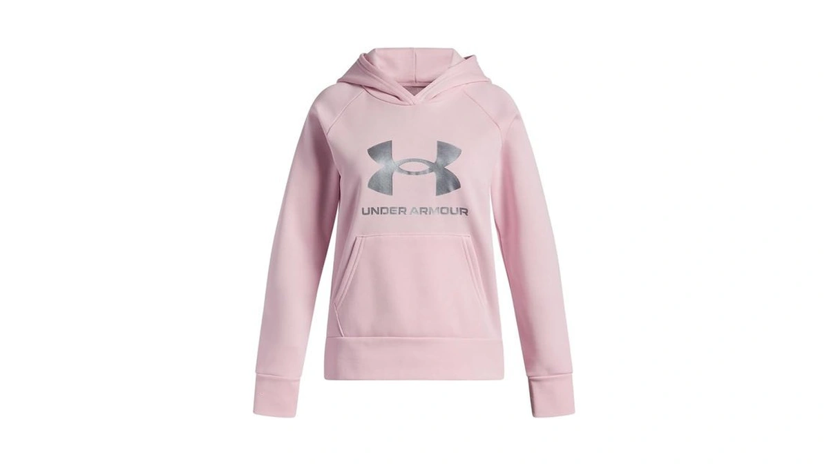 Under Armour Girls' Rival Fleece Shimmer Hoodie, (647) Prime Pink