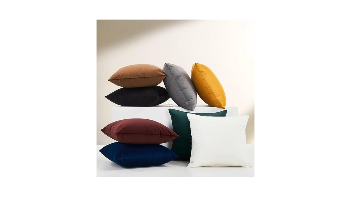 Cloudote Solid Color Velvet Throw Pillow With Insert Included (mustard