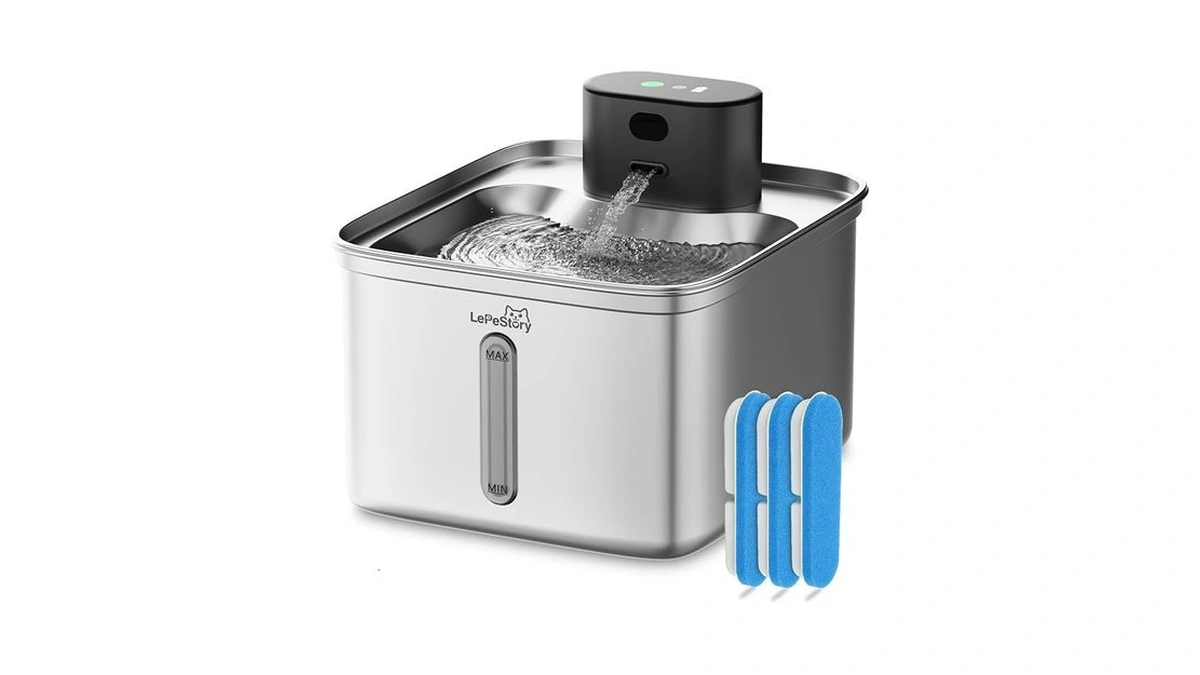 Lepestory Wireless Cat Water Fountain Stainless Steel: 123oz/3.5l Automatic Water