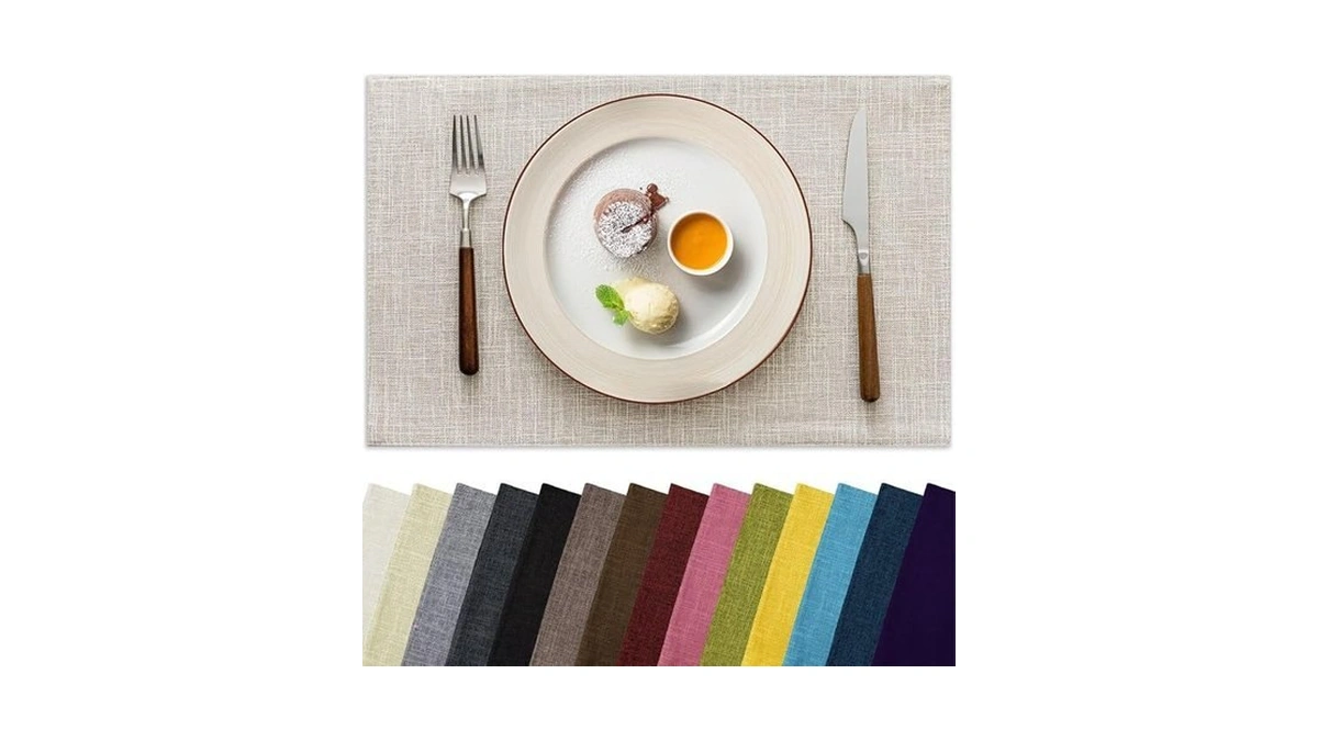 Aironment Placemats Set Of 6, Bilayer Thickened Linen Place Mats