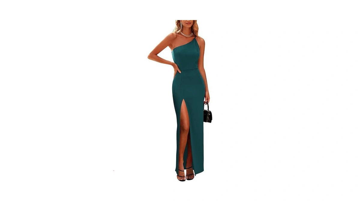 Prettygarden Women's Summer Formal Wedding Guest Dresses One Shoulder Spaghetti