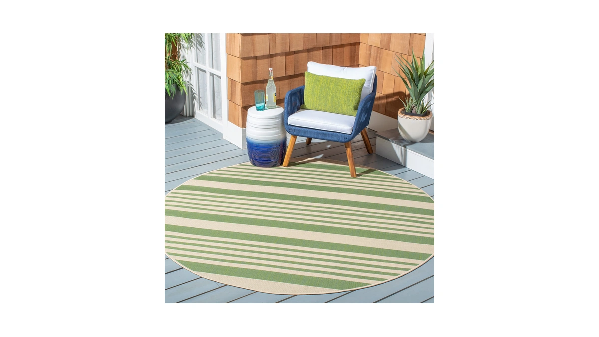 Safavieh Washable Rug Outdoor Courtyard Collection - 5'3" Round, Green