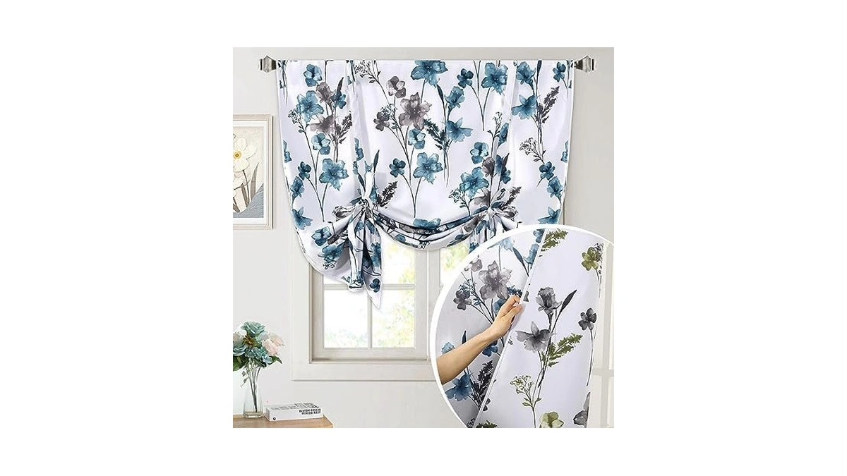 H.versailtex Reversible Tie Up Curtains Cattleya Floral Printed Rod Pocket