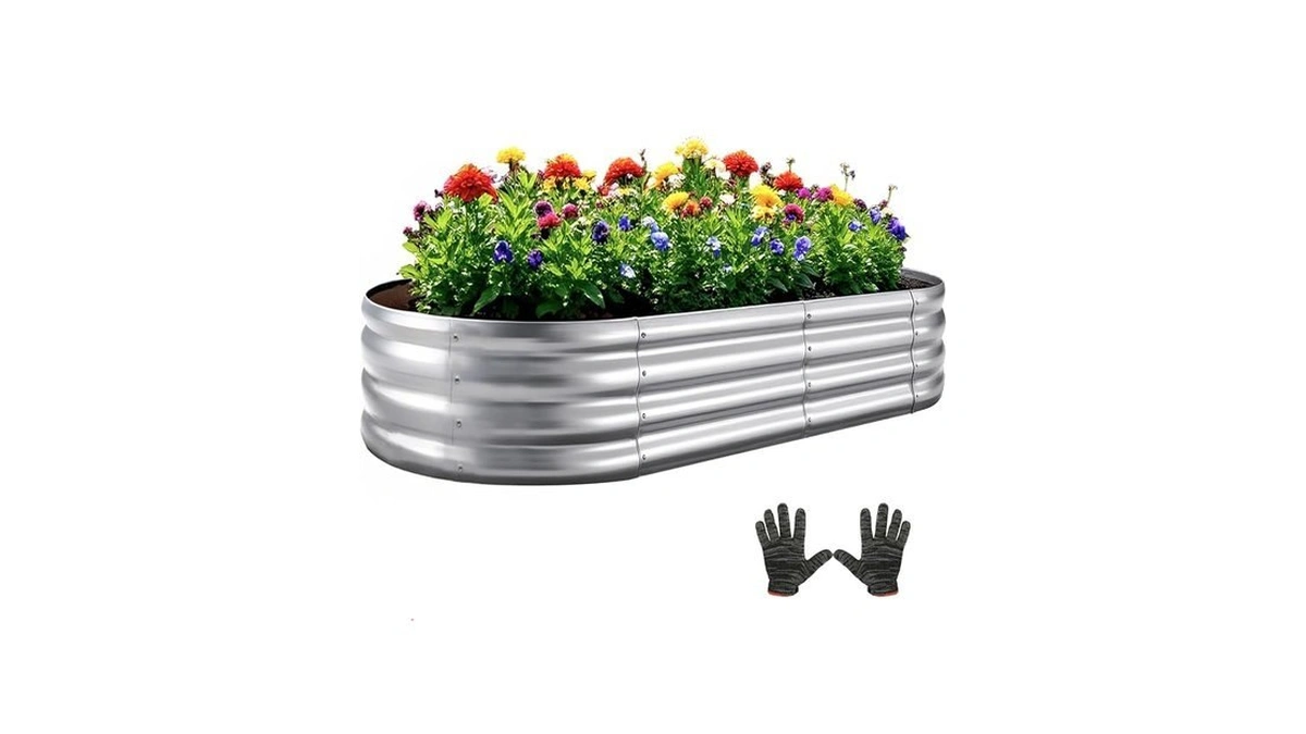Mycovire Galvanized Garden Bed Kit For Vegetables/herbs/flowers (4x2x1)