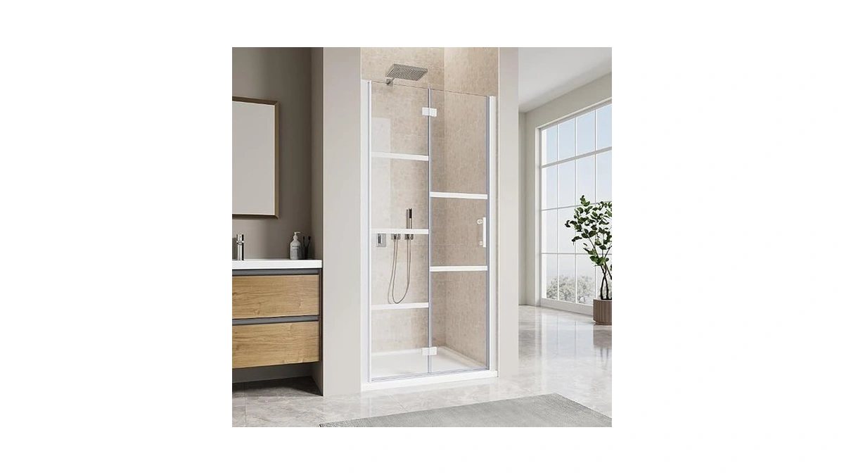Ucalafee Glass Shower Door, 34" W X 72" H Bifold