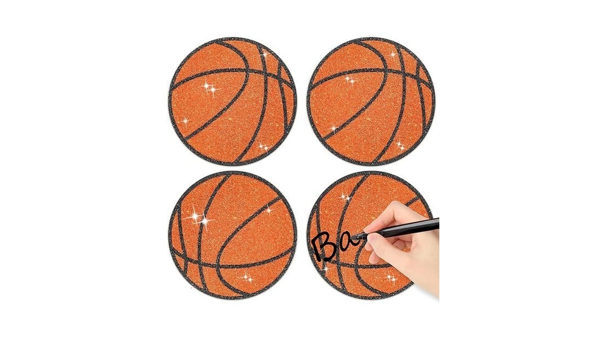 Bwkoss Glitter Basketball Cutouts- 100pcs Sport Ball Bulletin Board Basketball