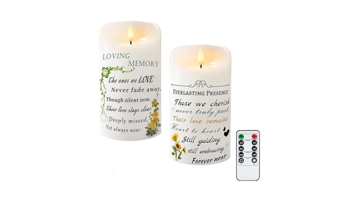 Wanshirra Led Flameless Memorial Candles - 2 Pack 7 Inch