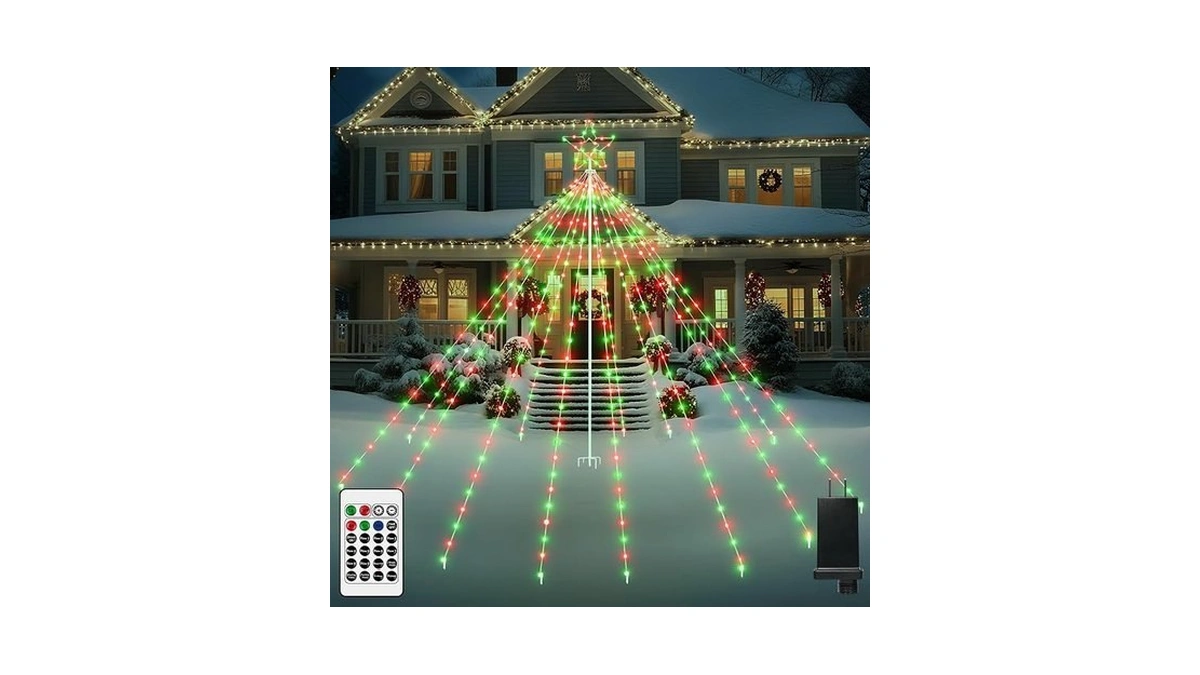Outdoor Christmas Tree Lights, 340 Leds Christmas Decorations With Topper