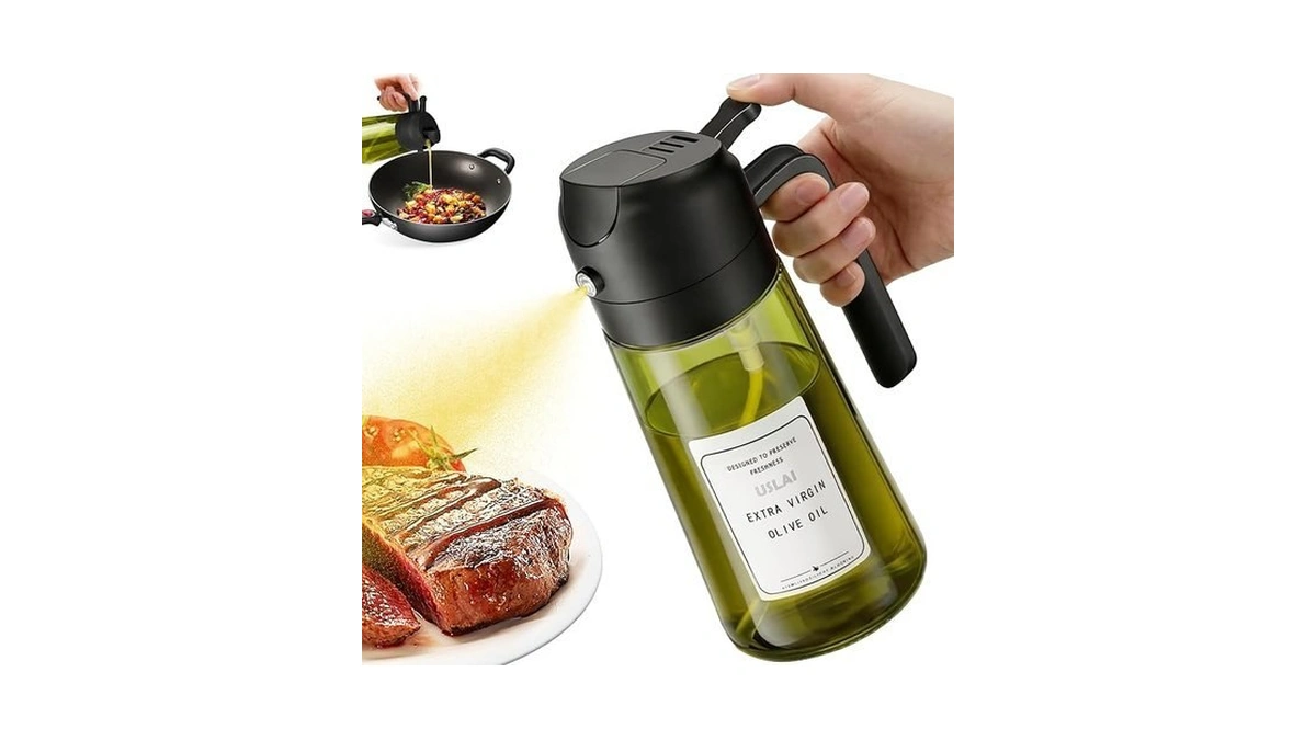 Uslai Oil Sprayer For Cooking, 16oz/470ml 2 In 1 Glass