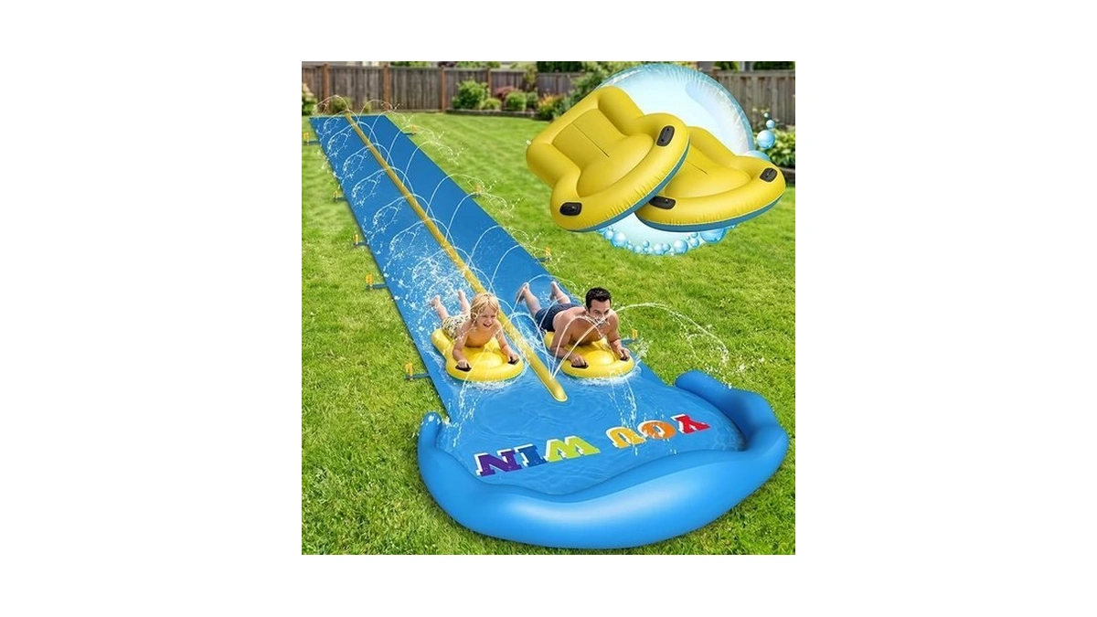 Evoio Water Slide, 32.8ft Inflatable Splash Water Slip With 2