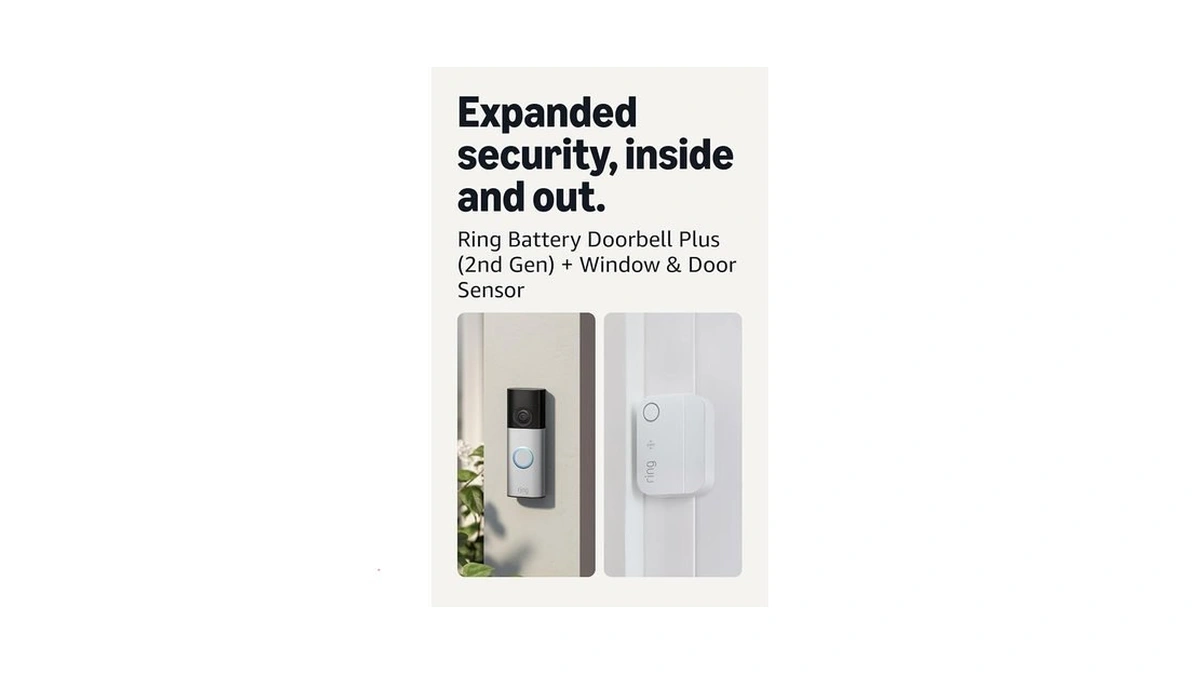Ring Battery Doorbell Plus (newest Model), Nickel Silver With Window