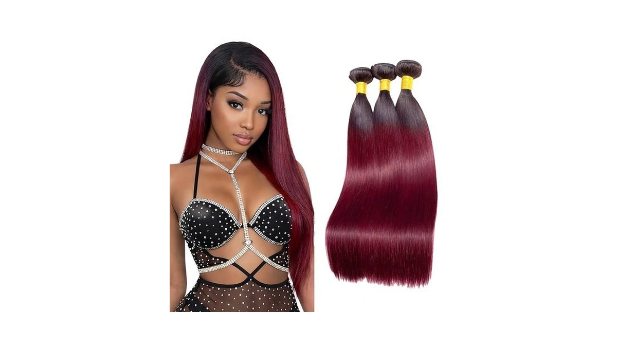 Straight Human Hair Bundles 1b99j Burgundy 12 14 16 Inch