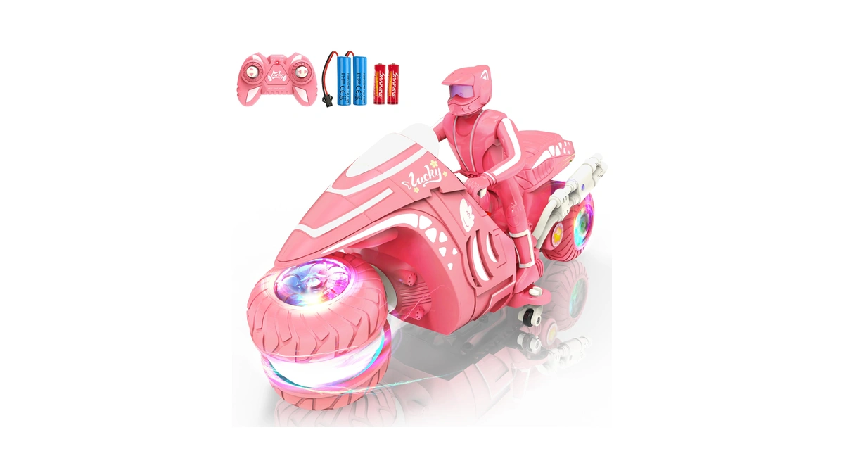 Iappadore Rc Motorcycle Toy With Rgb Wheels Light, 360° Rotation