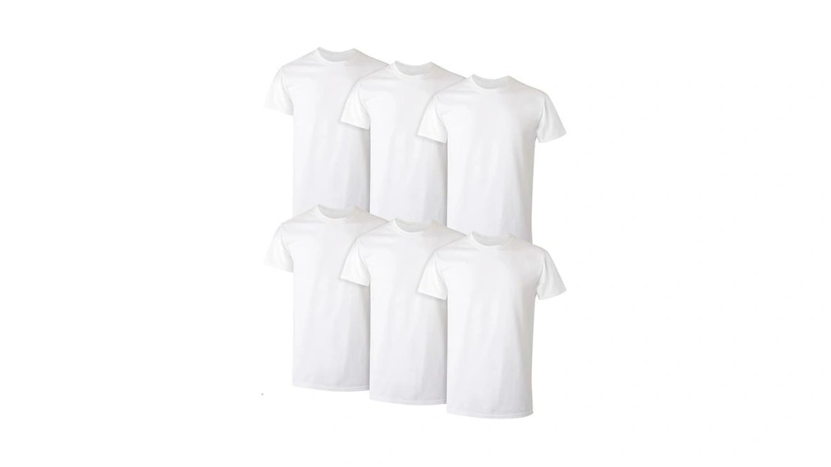 Hanes Mens Cotton, Moisture-wicking Crew Tee Undershirts, Multi-packs, White -