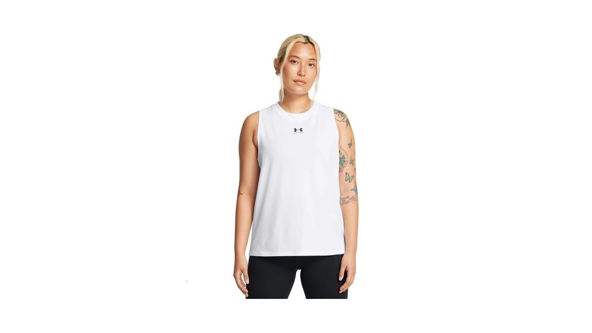 Under Armour Womens Rival Muscle Tank, (100) White / /