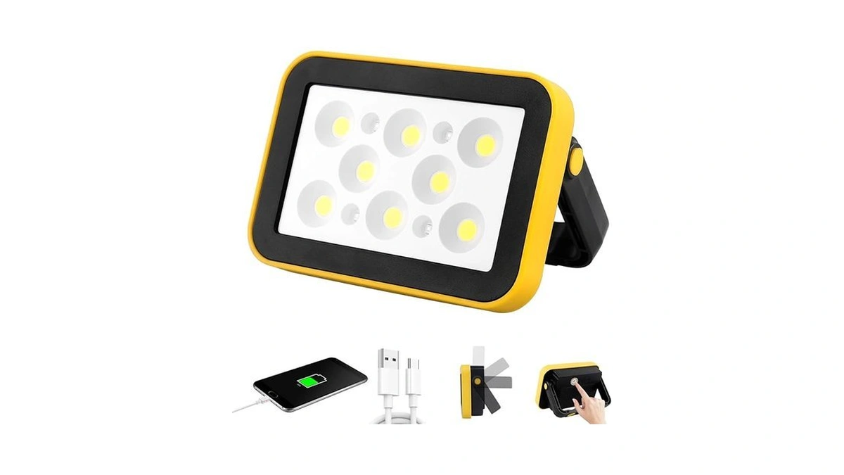 Aumio Rechargeable Flood Light With Tripod Hole, Portable Cob Work