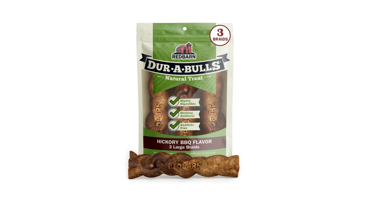 Redbarn Natural Dur-a-bulls Treats For Dogs - 3 Large Braids
