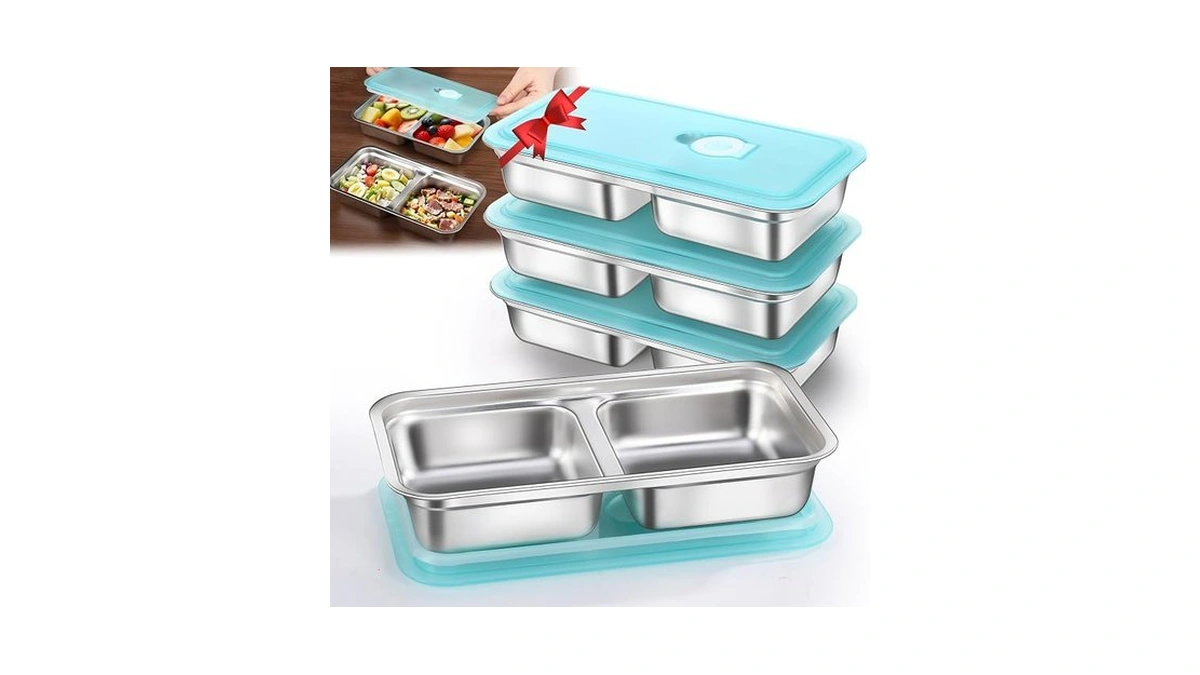 4 Pack Stainless Steel Snack Containers Reusable, Grab And Go