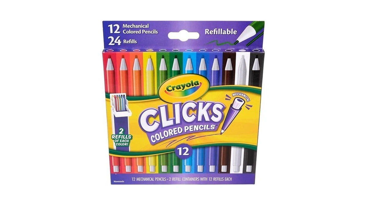 Crayola Clicks 2.0mm Mechanical Colored Pencil Set, 12 Assorted Colors,