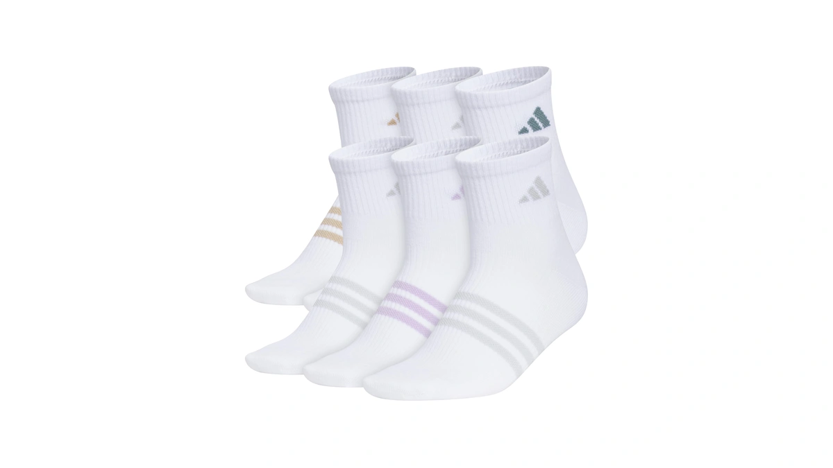 Adidas Women's Superlite Quarter Ankle Socks (6 Pairs) Lightweight &