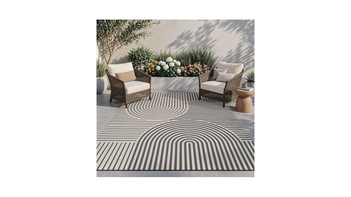 Amoami-outdoor Rug-patio Rug 5x8 Ft Quick Dry Flatweave Textured Machine