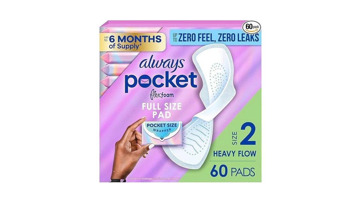 Always Pocket Feminine Pads With Flexfoam, Size 2, Heavy Flow,