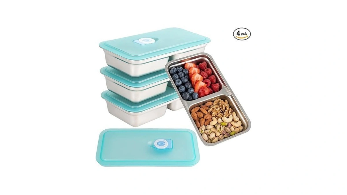 Piszvbej 4 Pack Stainless Steel Snack Containers, Grab And Go