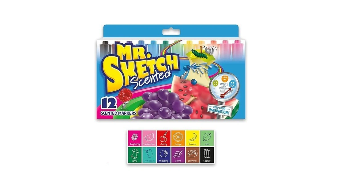 Mr. Sketch Scented Markers, Chisel Tip, Assorted Colors, 12 Count