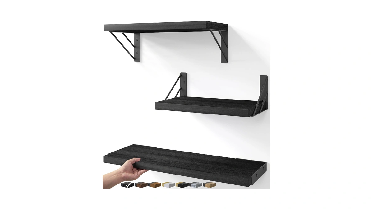 Bayka Wall Mounted Floating Bathroom Shelves, Wood Floating Wall Shelf