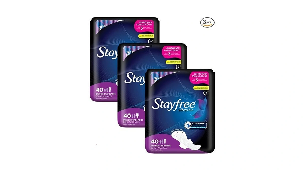 Stayfree Ultra Thin Overnight Pads With Wings, For Women, Reliable