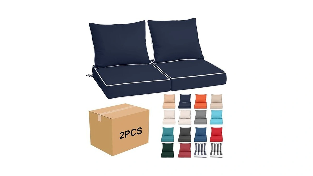 24x24x4in,set2,outdoor Chair Cushions With Back, Deep Seat Patio Cushions With