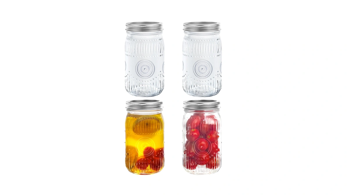 Amzcku 32oz Vintage Mason Jars With Lids, Wide Mouth Quart