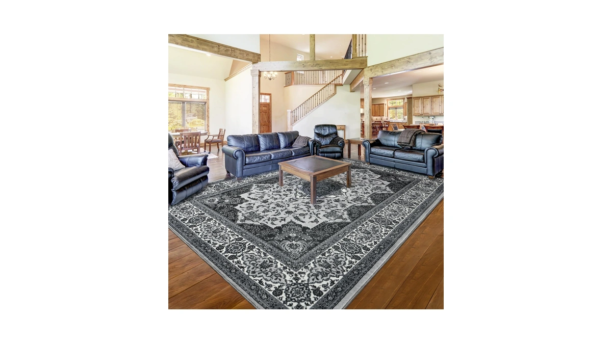 Rtizon Area Rug For Living Room, 5x7ft Machine Washable Grey