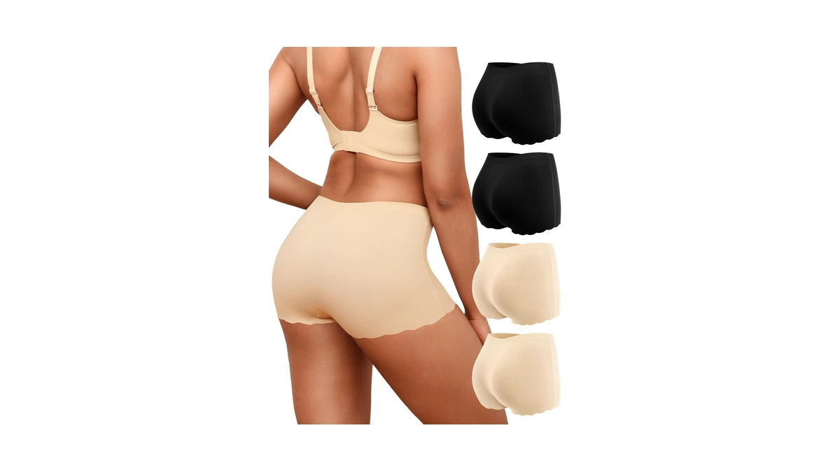 Levao Women's 4-pack No Show Seamless Boyshort Panties, Wavy Edge