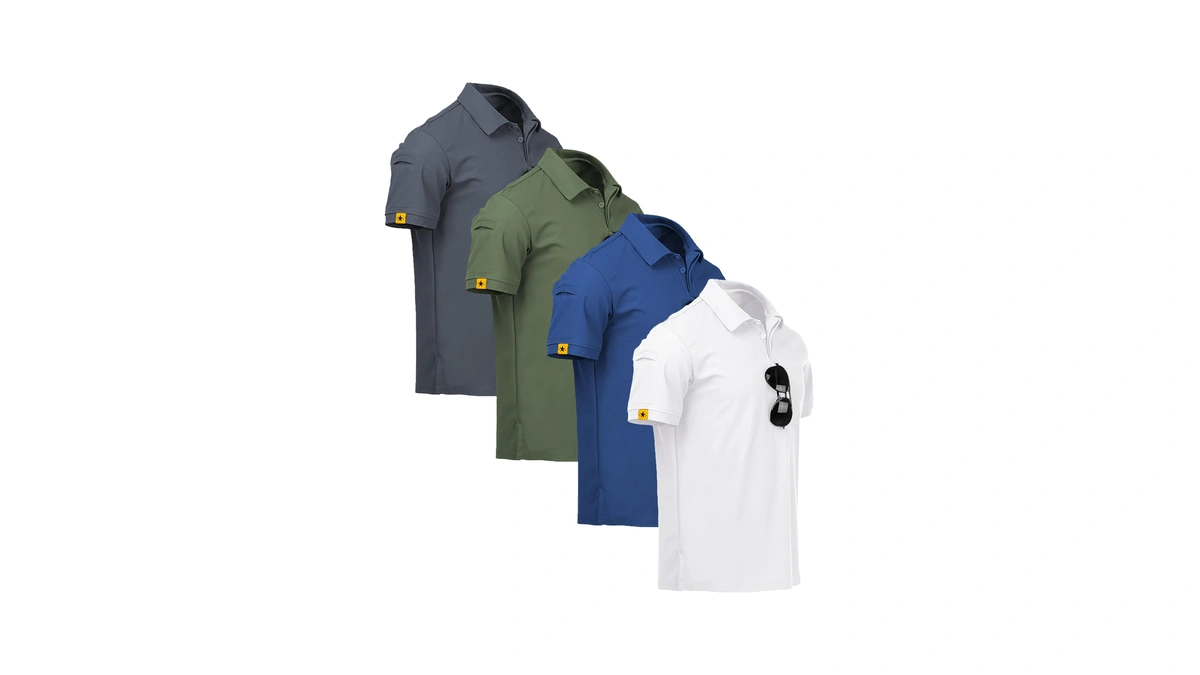 V Valanch Men Shirts 4 Pack Golf Polo Shirts Short