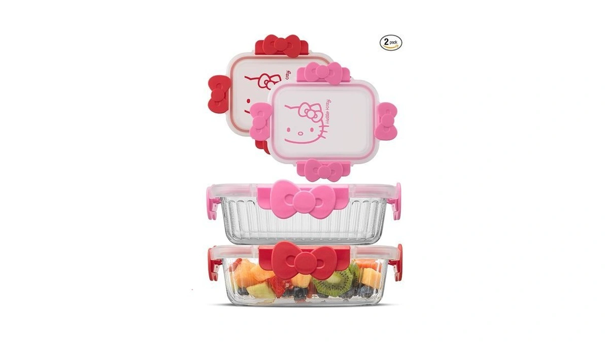 Joyjolt Sanrio Hello Kitty Fluted Glass Food ...