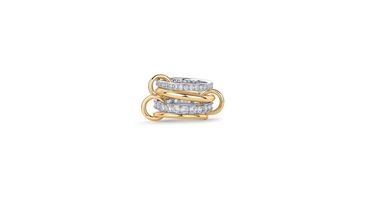 Pavoi 14k Gold Plated Mixed Metal Two Tone Stackable Ring