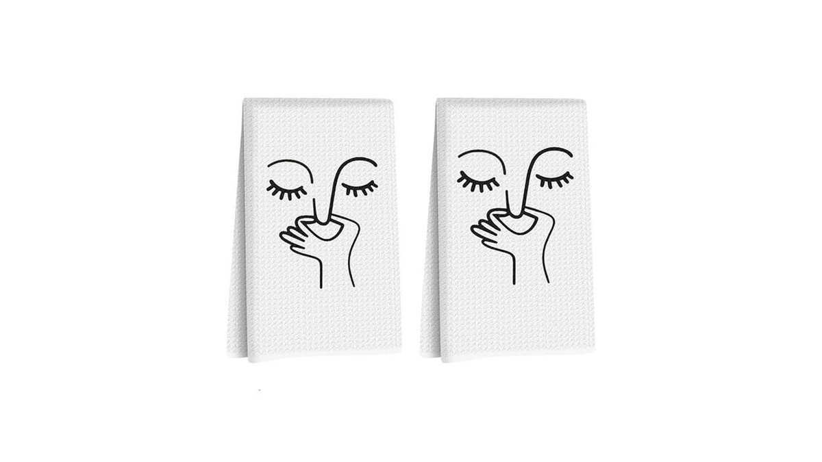 Oiswdsc 2 Pcs Funny Hand Towels White Bathroom Decorative Towels