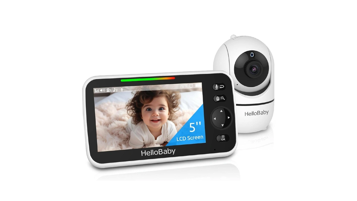 Hellobaby No Wifi Baby Monitor 5" Screen 30-hour Battery Pan-tilt-zoom
