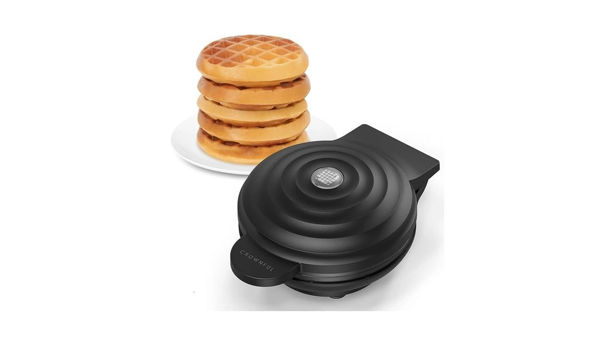 Crownful Mini Waffle Maker, 4" Chaffle Maker With Compact Design,