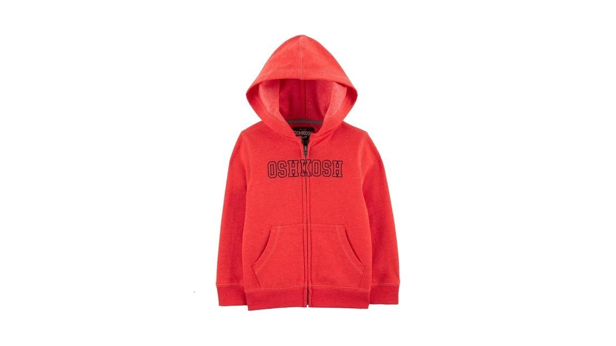 Oshkosh B'gosh Boys' Full Zip Logo Hoodie, Journey Red, 7