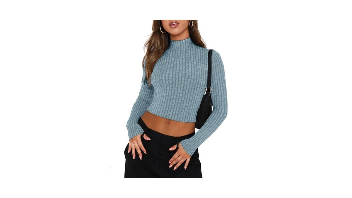 Amazon : Vichyie Crop Tops For Women Mock Neck Lo