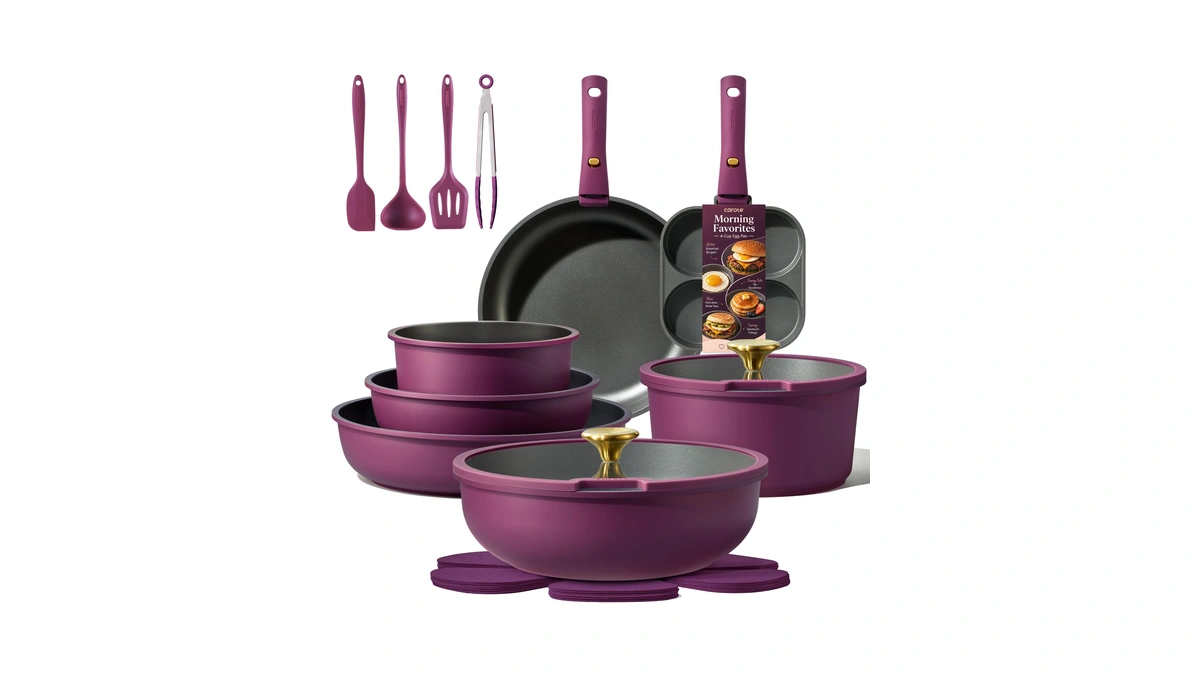 Carote 21pcs Pots And Pans Set, Nonstick Cookware Set Detachable