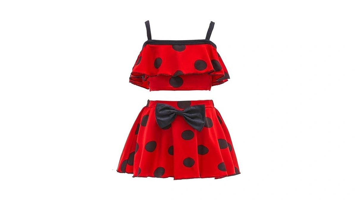 Lito Angels Toddler Girls Ladybug Polka Dots Swimsuit Bathing Suit
