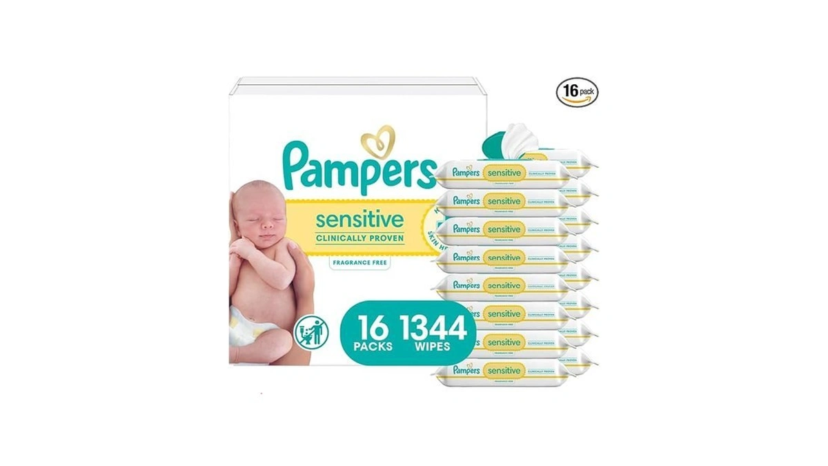 Pampers Sensitive Baby Wipes, Clinically Proven, Fragrance Free, Unscented, Water
