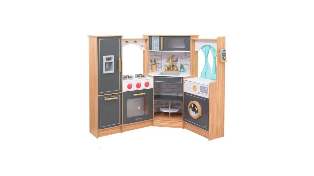 Kidkraft Ultimate Corner Wooden Play Kitchen With Lights & Sounds,