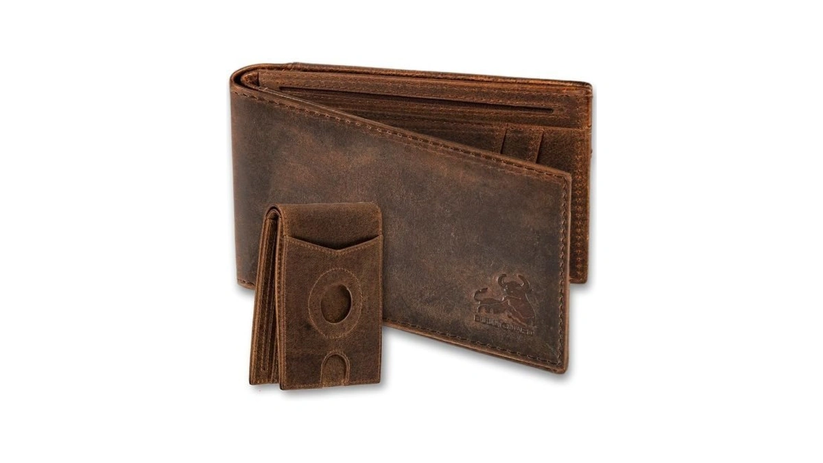 Bifold Leather Wallet Slim Air Tag Holder Men's Rfid Blocking