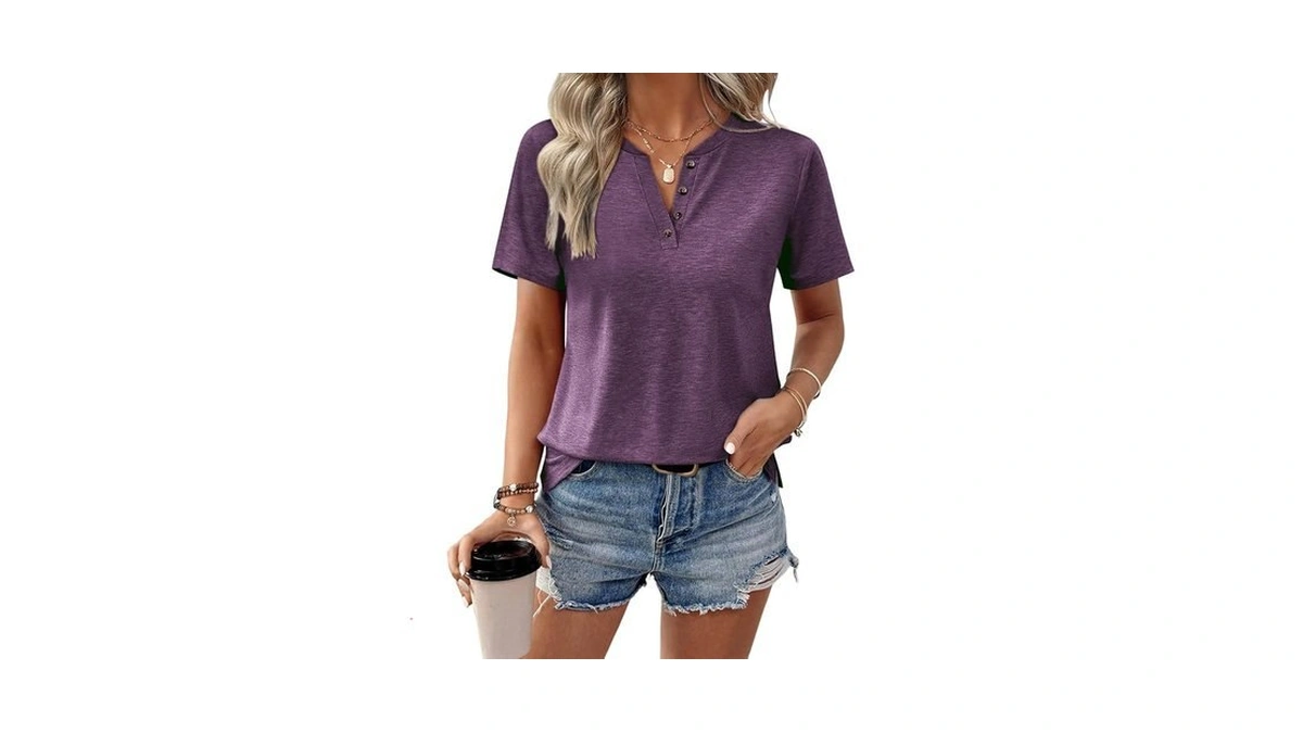 Ticticmimi Women's V Neck Short Sleeve Tops Summer Casual Cute