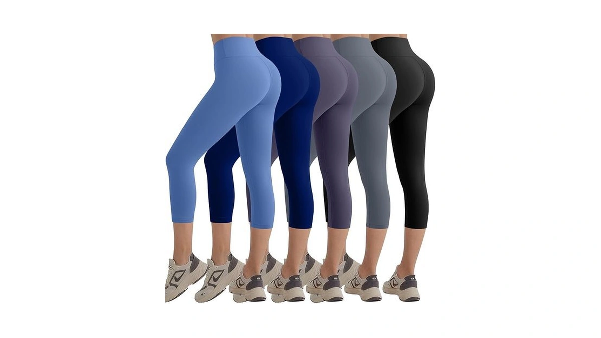 Coume 5 Pack Capri Leggings For Women High Waisted Tummy
