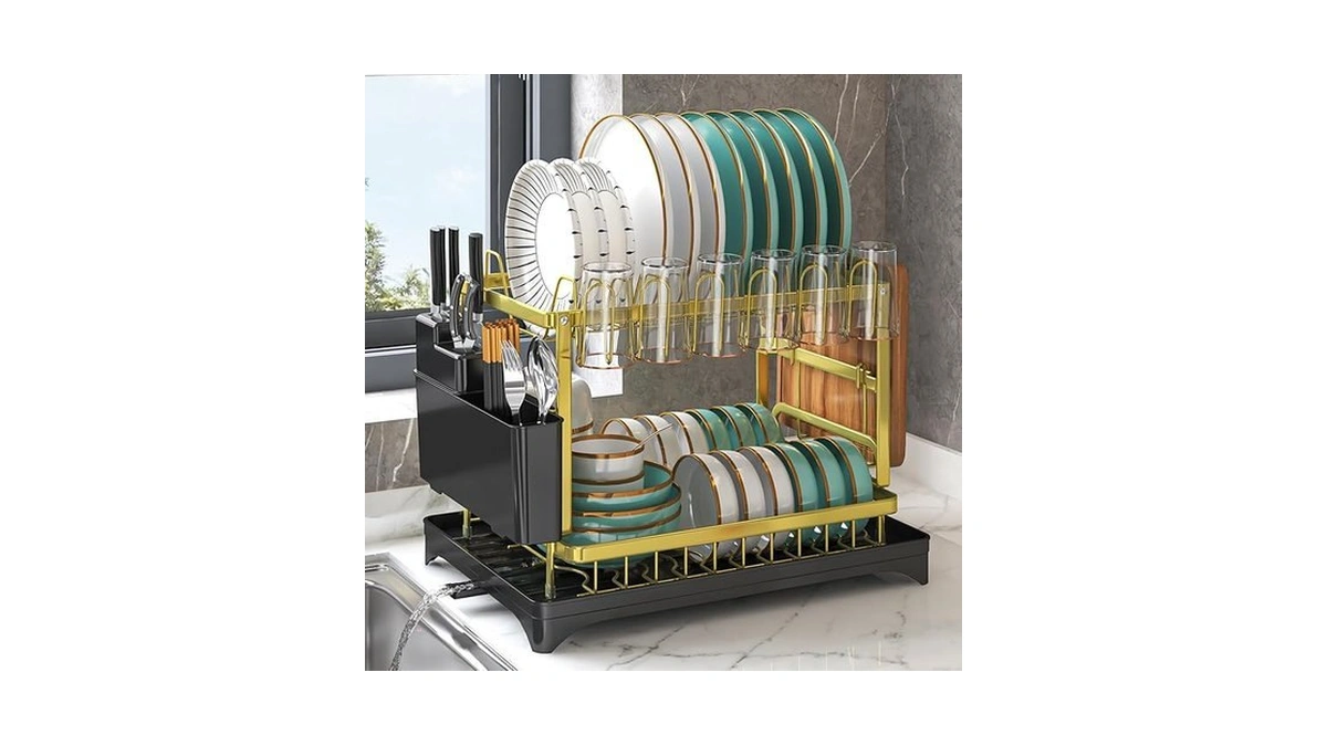 Ibedmazie Dish Drying Rack Gold, Multifunctional Dish Racks For Kitchen